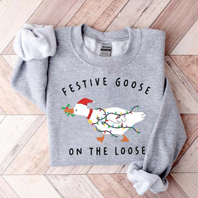 Xmas Duck Festive Goose On The Loose Sweatshirt