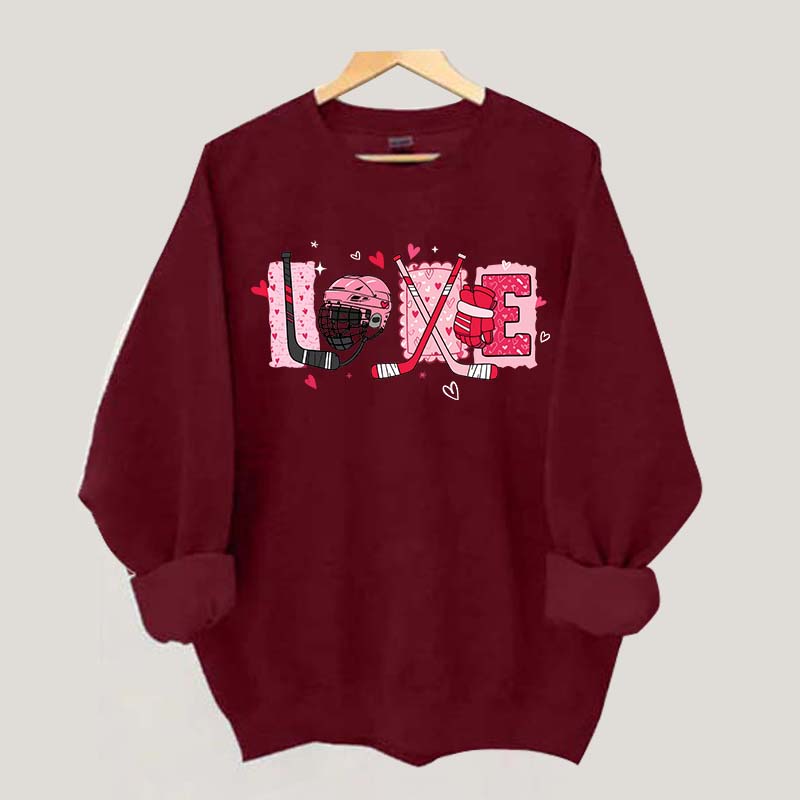 Hockey Valentine Heart Sweatshirt