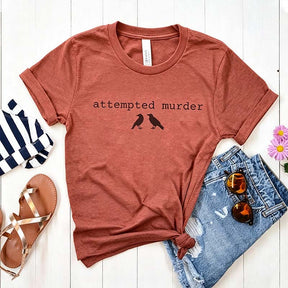 Funny Attempted Murder Crow Minimalist T-Shirt