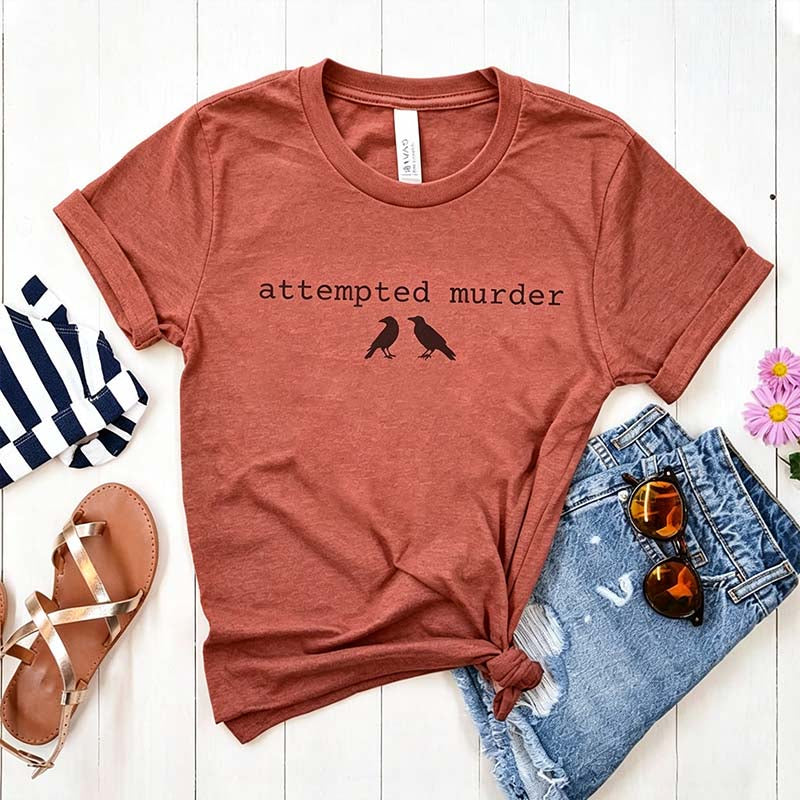 Funny Attempted Murder Crow Minimalist T-Shirt