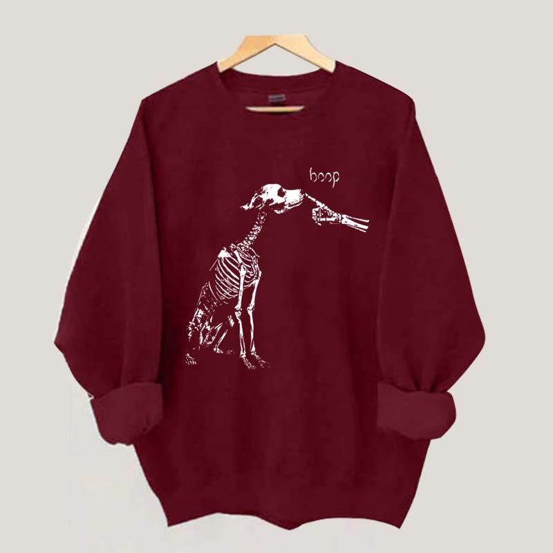 Dog Skeleton Boop Halloween Sweatshirt