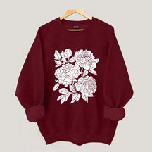 Vintage Linocut Flower Boho Botanical Sweatshirt