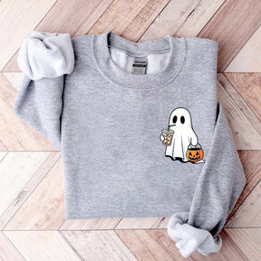 Cute Ghost Drinking Iced Coffee Sweatshirt