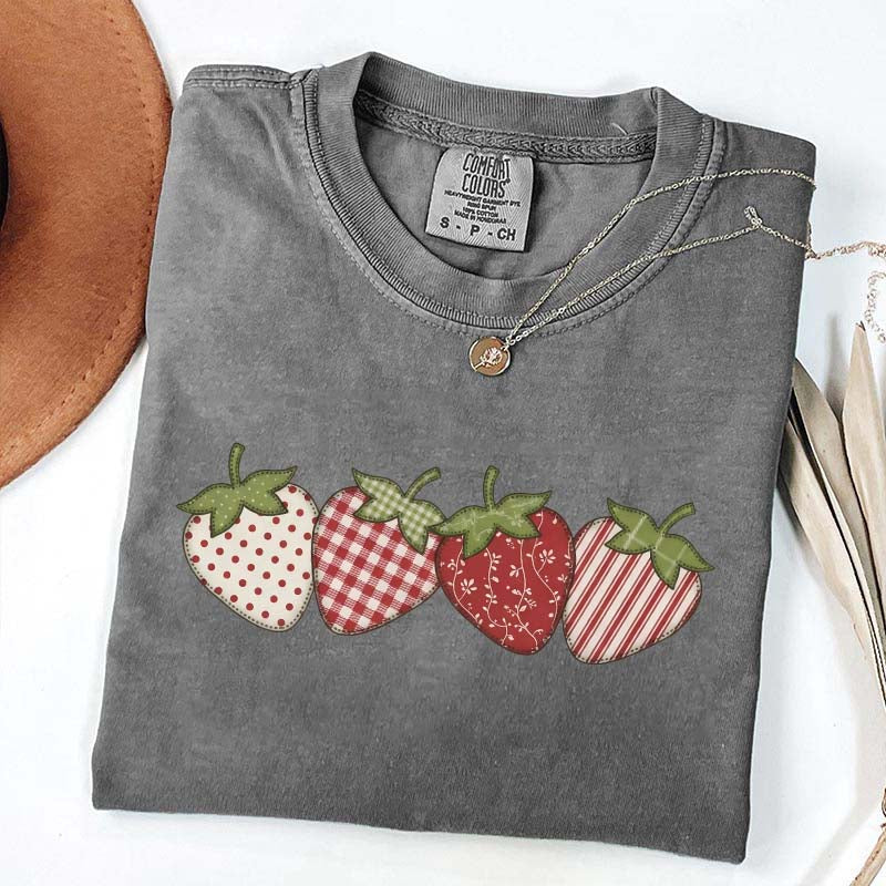 Vintage Strawberry Printed T-Shirt