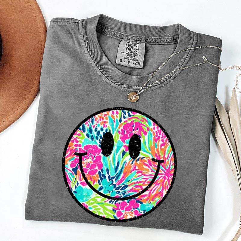 Comfort Colors Smiley Face Beach Vibes T-Shirt