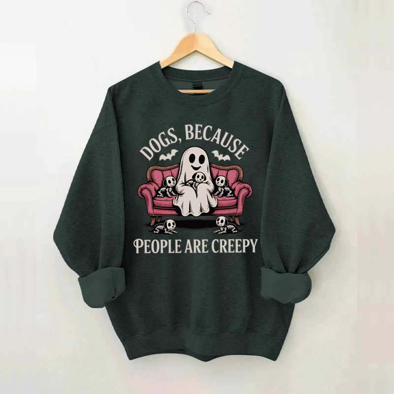 Retro Dogs Because People are Creepy Halloween Sweatshirt