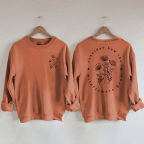 Cute Wildflower Religous Luke 12:27 Bible Verse Sweatshirt