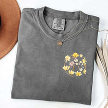 Pocket Pressed Flowers Block Print Floral T-Shirt