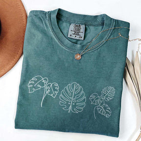 Line Art Flower Leaves T-Shirt