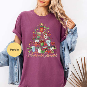 Merry And Caffeinated Christmas Tree T-Shirt