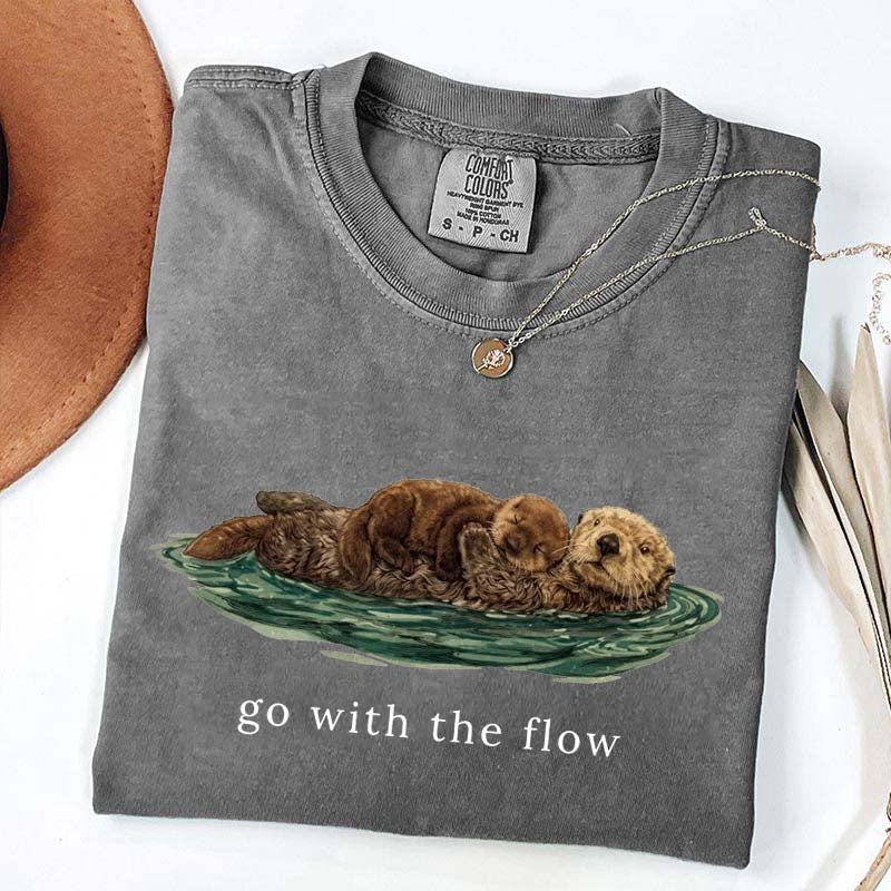 Go With The Flow Cute Otter T-Shirt