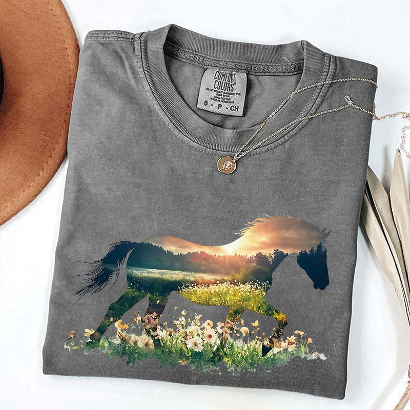 Comfort Colors Floral Horse Lover Cute T-Shirt