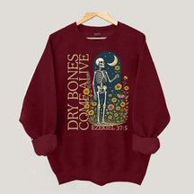 Dry Bones Come Alive Catholic Boho Floral Sweatshirt