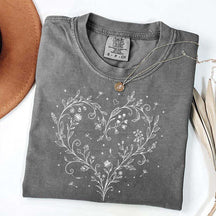 Botanical Dandelion Heart Wildflower T-Shirt