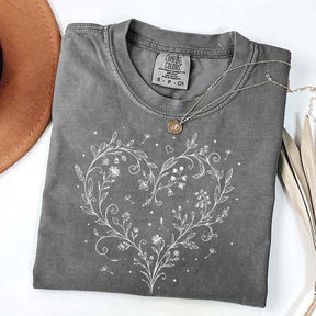 Botanical Dandelion Heart Wildflower T-Shirt
