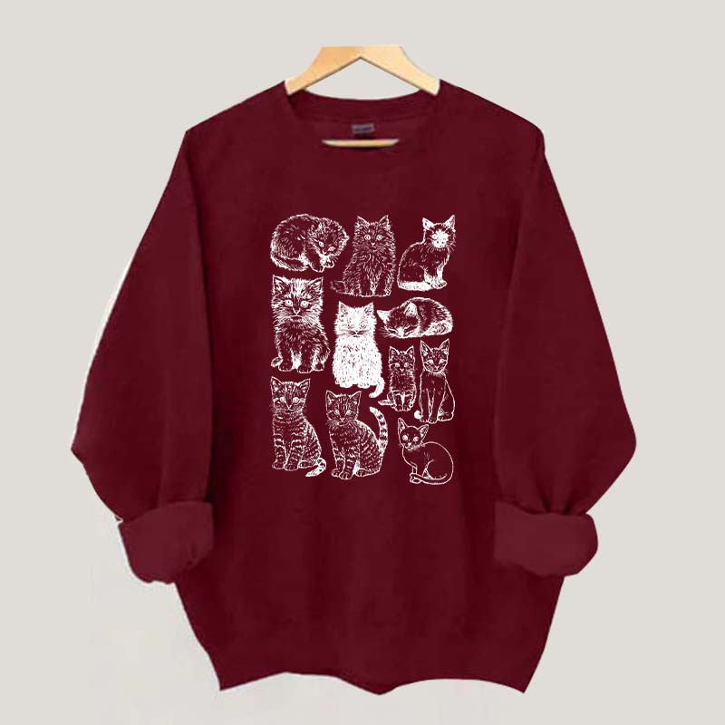 Retro Kitten Graphic Cat Sweatshirt
