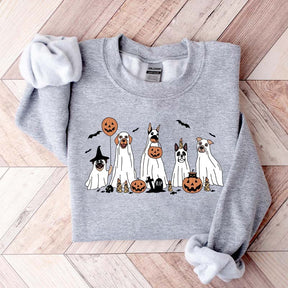 Retro Spooky Season Dog Ghost Sweatshirt