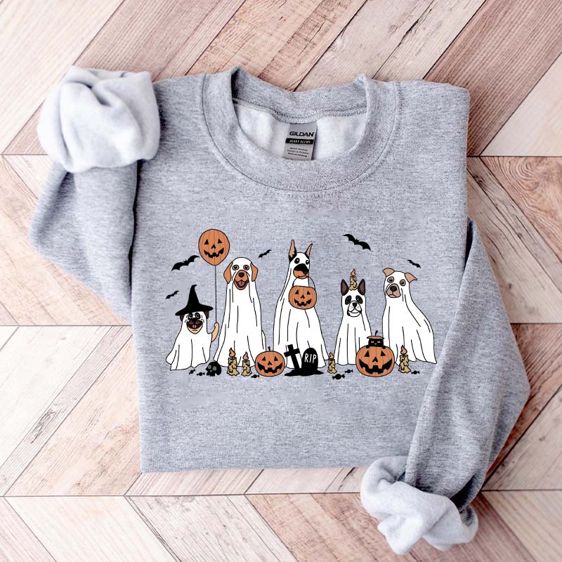 Retro Spooky Season Dog Ghost Sweatshirt