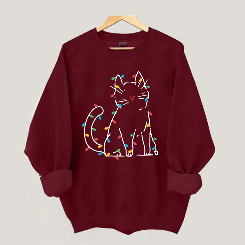 Cat Christmas Lights Sweatshirt