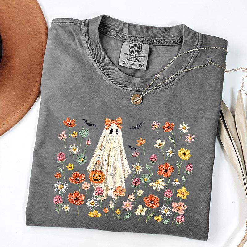 Coquette Floral Ghost Wildflowers Cute T-Shirt