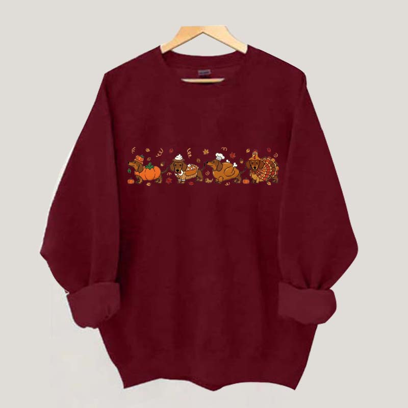 Cute Wiener Dog Turkey Costume Halloween Sweatshirt