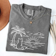 Cat Watching Sunset T-Shirt
