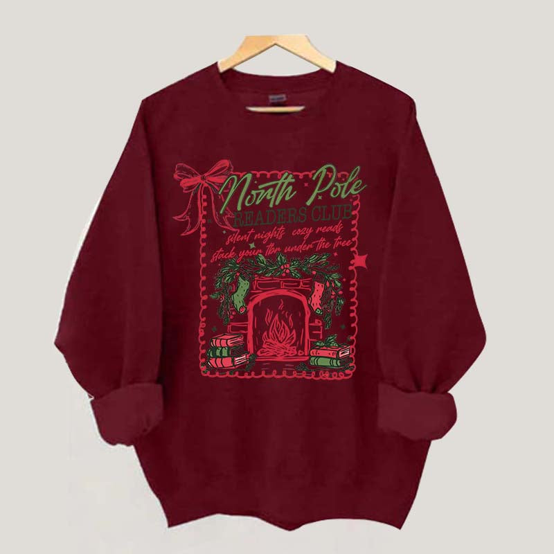North Pole Readers Club Coquette Christmas Book Sweatshirt