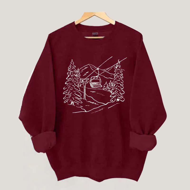Mountain Graphic Winter Ski Sweatshirt