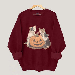 Vintage 90s Cat Halloween Pumpkin Sweatshirt