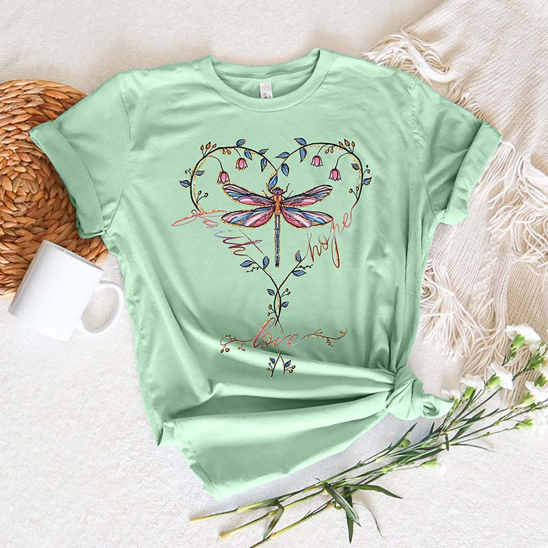 Faith Hope Love Religious Floral T-Shirt