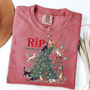 RIP Christmas Tree Comfort Colors Meowy T-Shirt