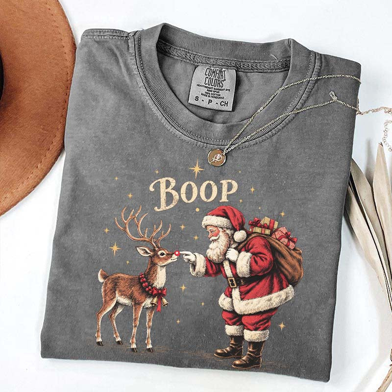 Vintage Santa Reindeer Christmas Boop T-Shirt