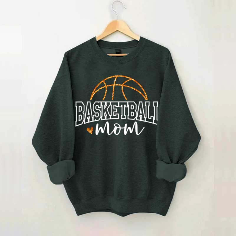 Glitter Basketball Mom Printed Sweatshirt