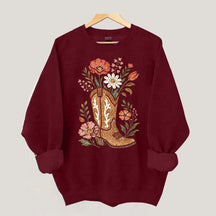 Retro Cowboy Boot Wildflower Sweatshirt