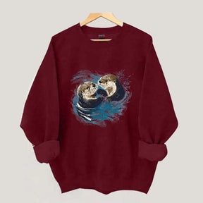 Vintage Otters Ocean Animals Sweatshirt