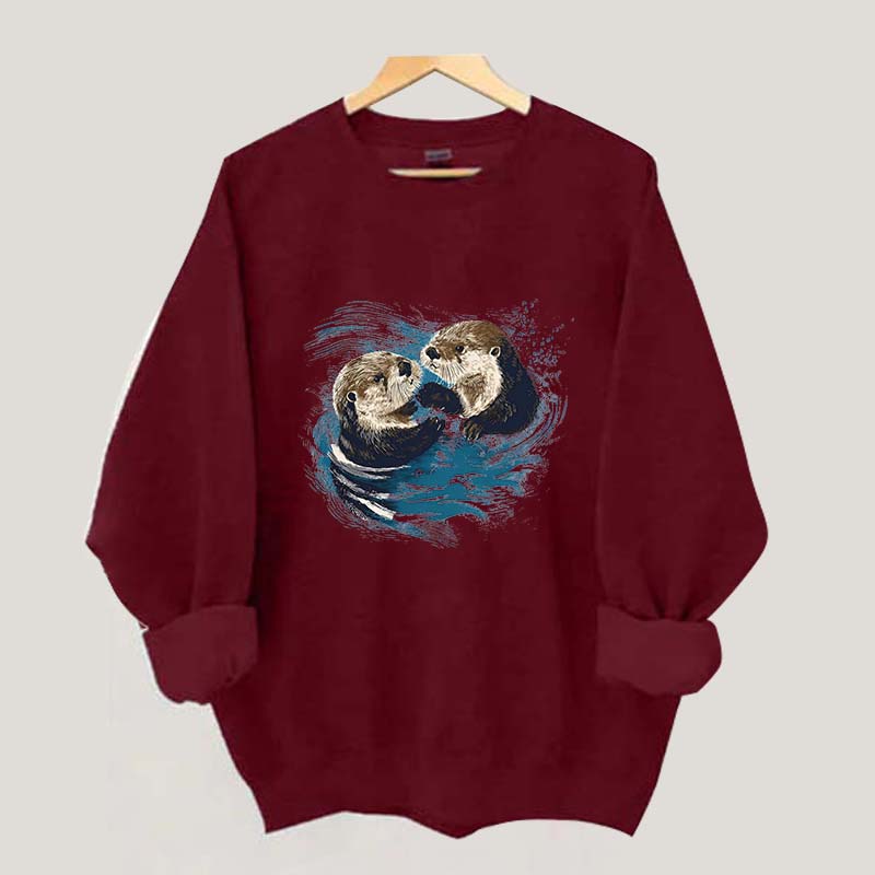 Vintage Otters Ocean Animals Sweatshirt