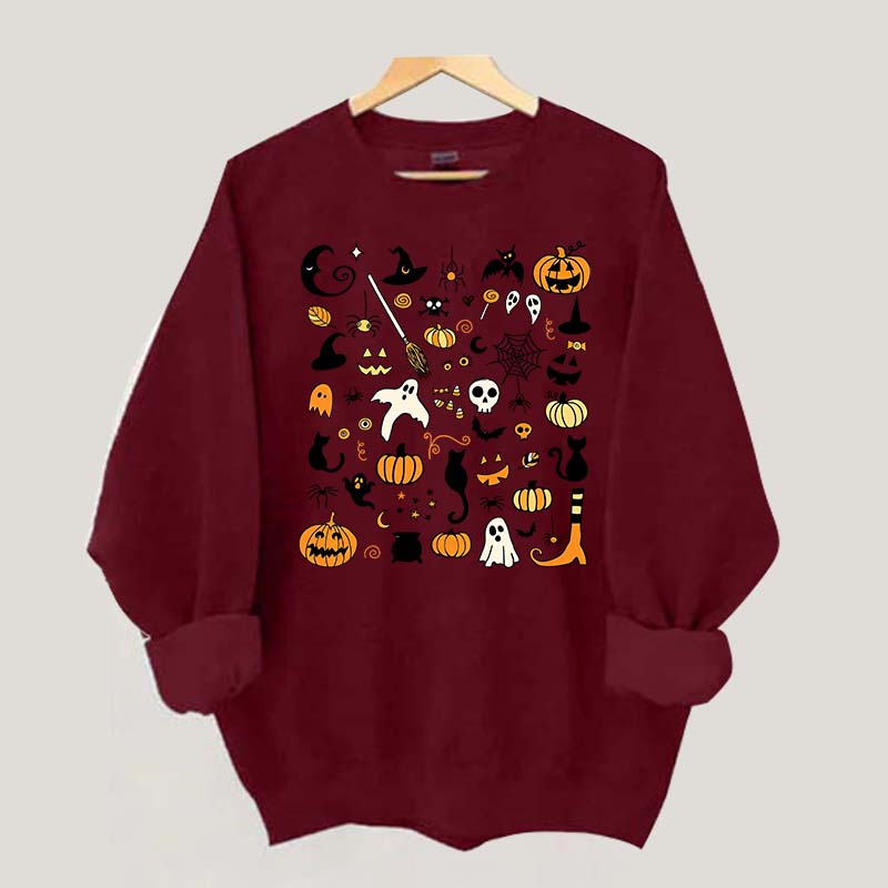 Halloween Doodles Little Things Witch Pumpkin Sweatshirt