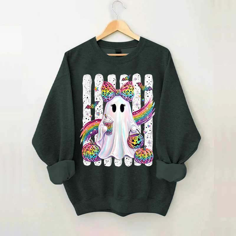 Preppy Ghost Coquette Leopard Girly Sweatshirt