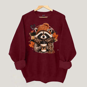 Autumn Coffee Lover Raccoon Sweatshirt