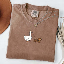 Goose and Dachshund Dog T-Shirt