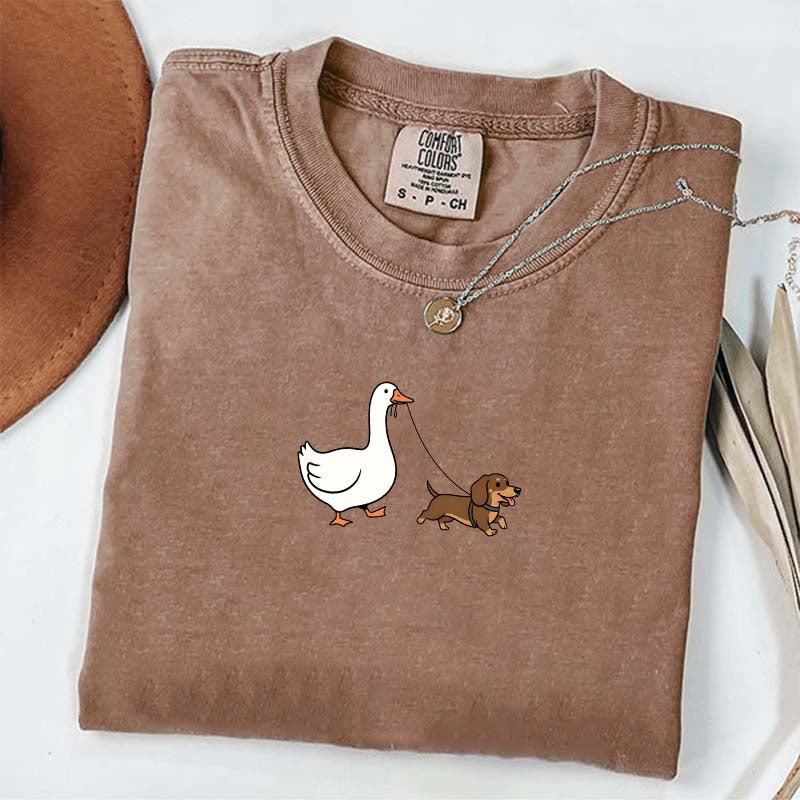 Goose and Dachshund Dog T-Shirt