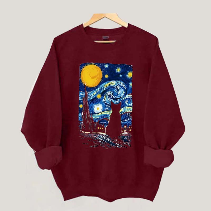 Van Gogh Cat Funny Sweatshirt