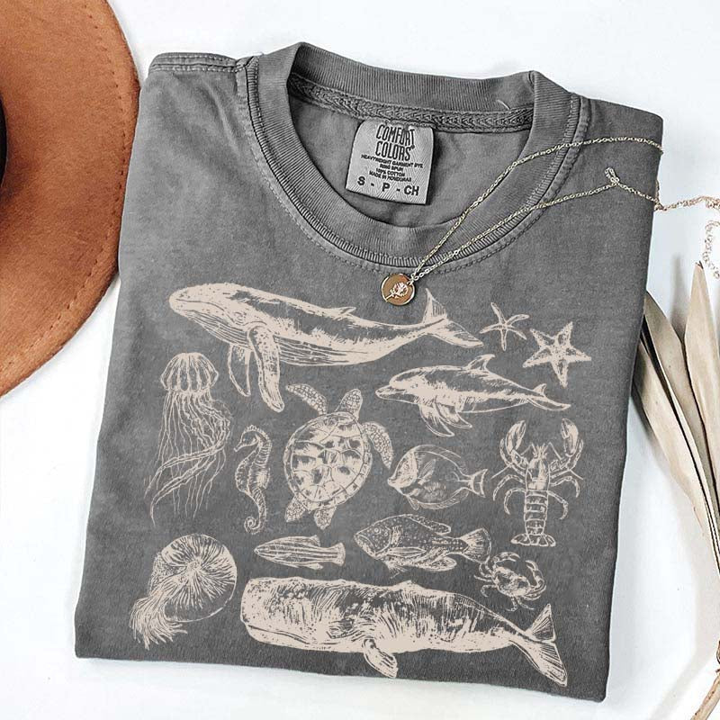 Vintage 90s Sea Animals Ocean Life T-Shirt