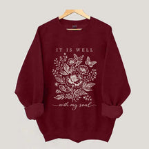 It Is Well With My Soul Floral Butterfly Sweatshirt