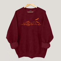Halloween Pumpkin Heartbeat Funny Sweatshirt