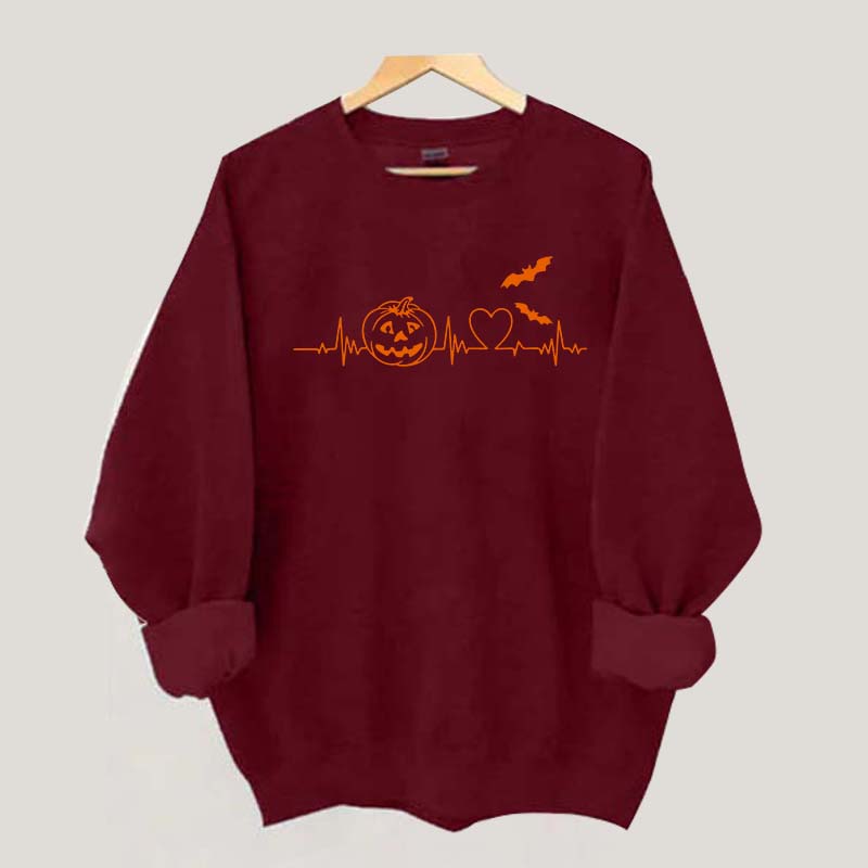 Halloween Pumpkin Heartbeat Funny Sweatshirt