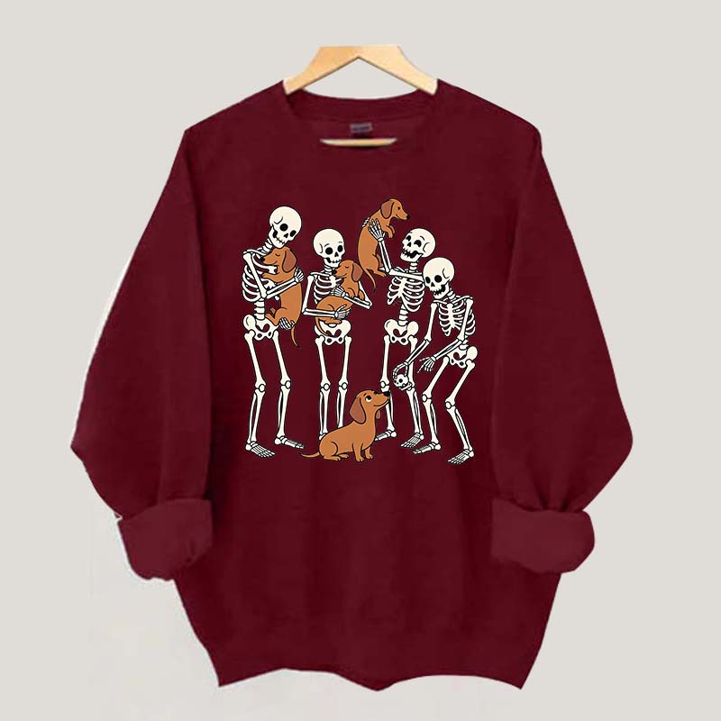 Halloween Dachshund Spooky Season Skeleton Bone Sweatshirt