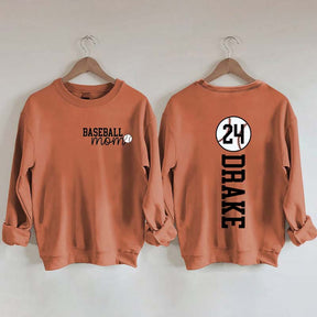 Custom Baseball Name And Number Mom Sweatshirt