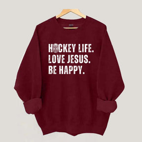 Comfort Colors Hockey Life Love Jesus Sweatshirt