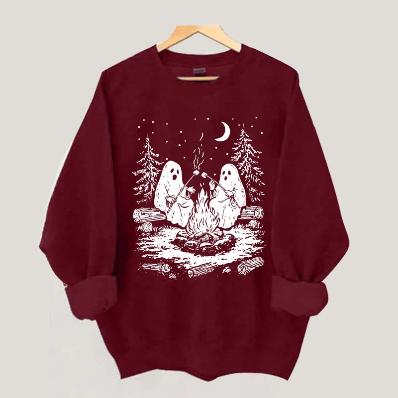 Retro Halloween Ghost Camping Sweatshirt